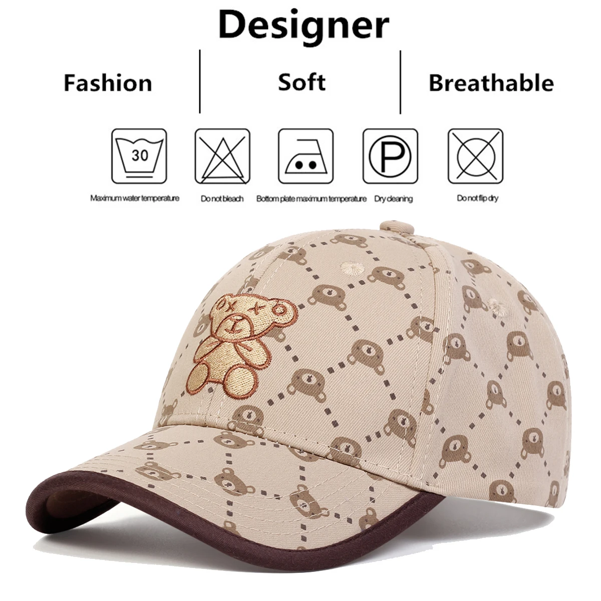 Children XX Little Bear Embroidery Baseball Caps Spring Autumn Outdoor Adjustable Casual Hats Boy Girl Travel Sunscreen Hat