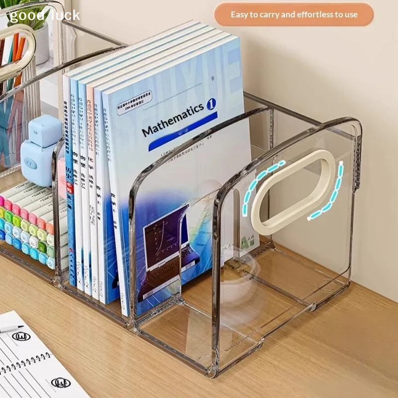 Answer4 Compartment Clear Acrylic File Organizer Desktop Magazine Holder With Handle For Office Home