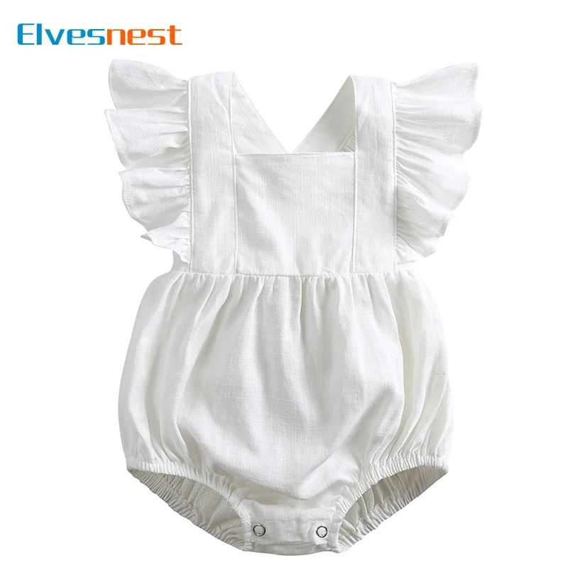 Fashion Solid Color Baby Linen Clothes Sleeveless Newborn Clothes Boys Bodysuits Summer Baby Girls Bodysuits 3-24 Months