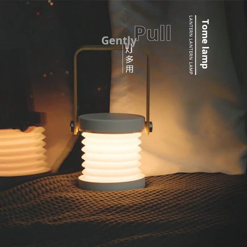 Retractable LED Lantern for Children, Small Night Lamp, Bedroom, USB Charging, Eye Protection, Folding Touch Table Lamp