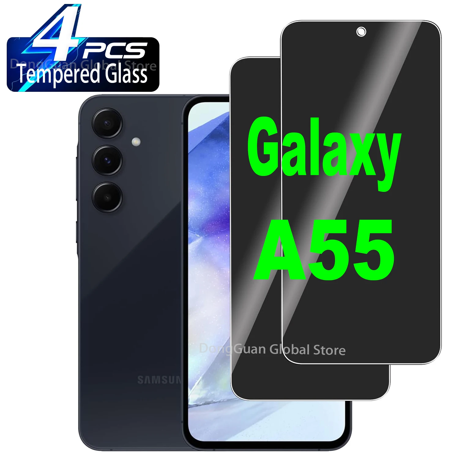 

Anti Spy Tempered Glass For Samsung Galaxy A55 Protector Privacy Screen Film Not Support Fingerprint Unlocking