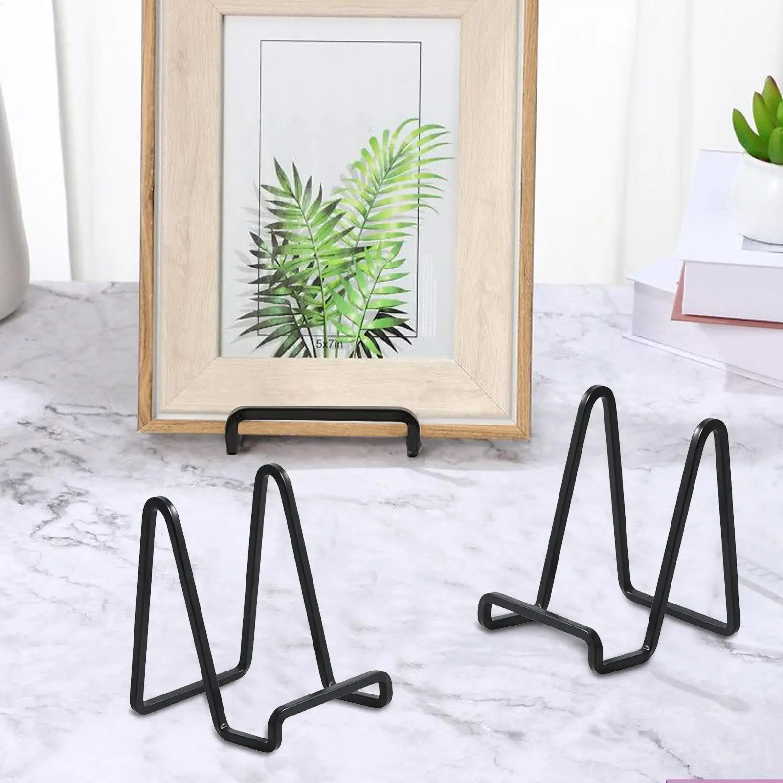 6-inch Metal Plate Stand, Desktop Picture Stand, Black Iron Easel, Photo Display, Picture Frame, Book Decoration Plate