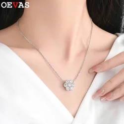 OEVAS 5MM 3.5 Carat Real Moissanite Pendant Necklace 100% 925 Sterling Silver Fine Jewelry Wedding Party For Women Top Quality