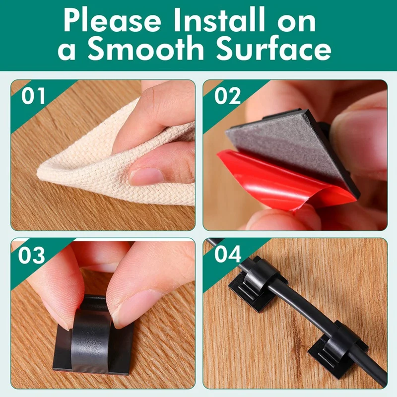 50 Pcs Mini Cable Clips Hooks Christmas Light Clips Self Adhesive Light Hooks Cord Clips for Desk Outdoor String Lights-ABHG