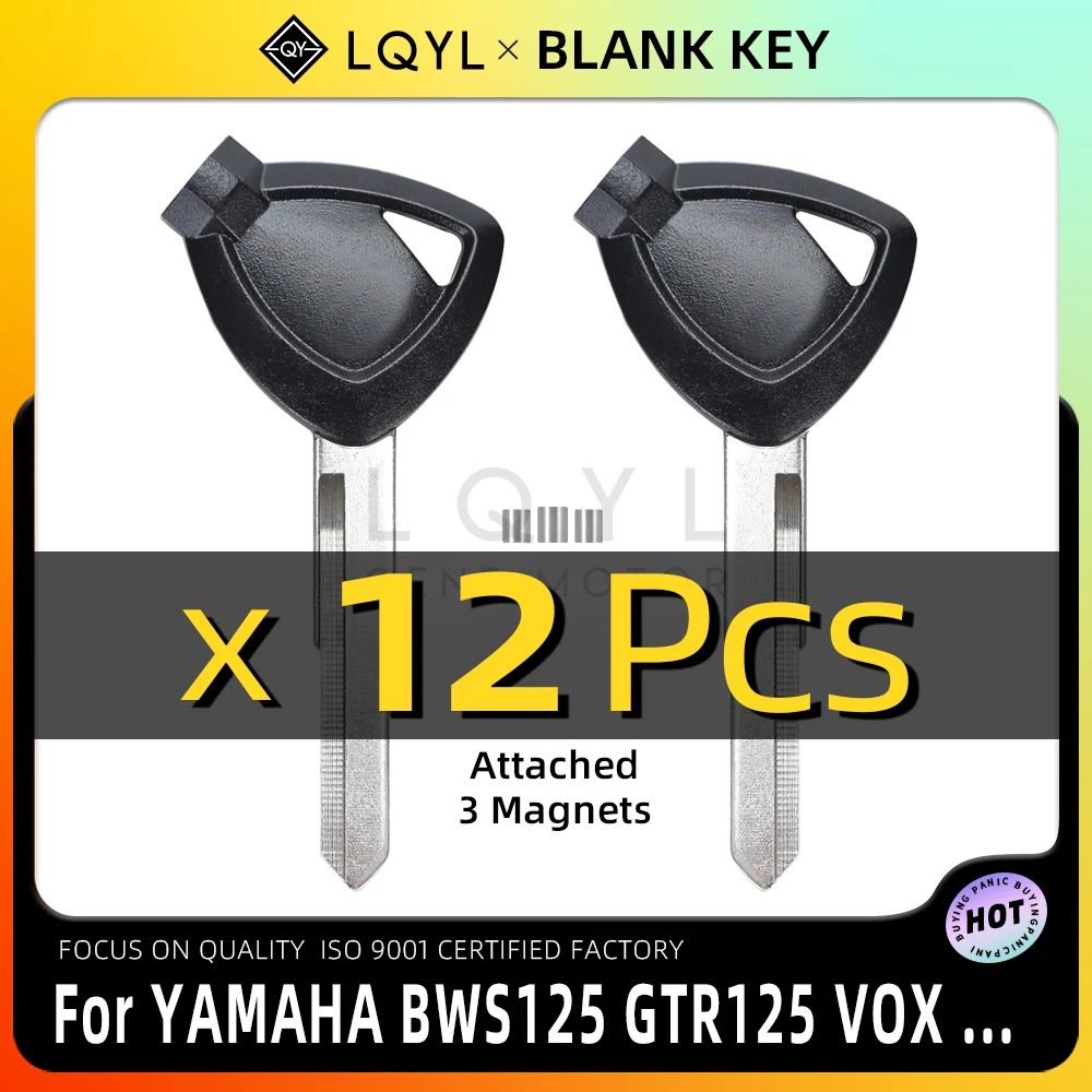 

LQYL 12 Pcs Motorcycle Key Uncut Blank Replacement Keys For YAMAHA Magnet Anti-theft Lock VOX BWS 4V BWS125 VOX50 GTR125 JOG EVO