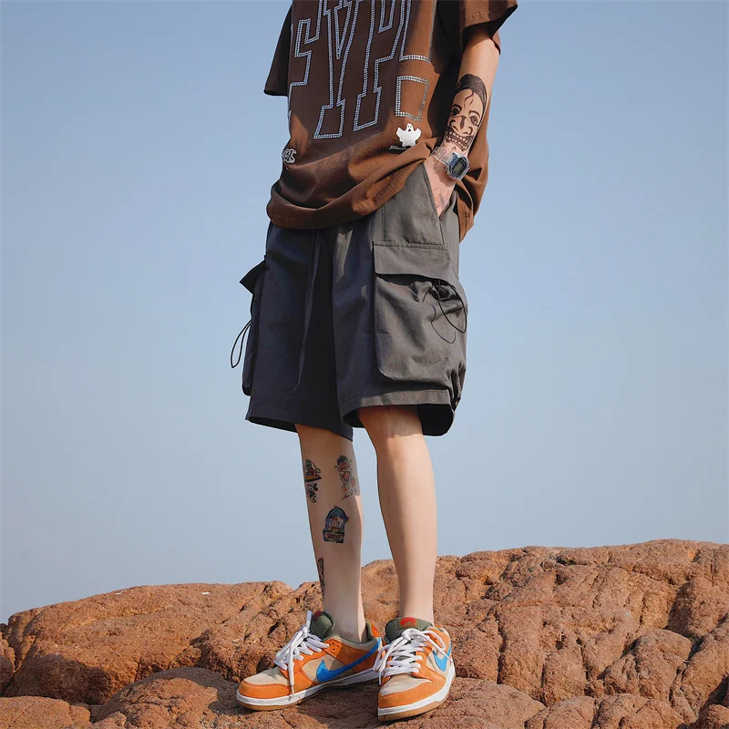 American Vintage Summer Tactical Cargo Shorts Men Loose Fit Plus Size 2026 New Casual Trendy
