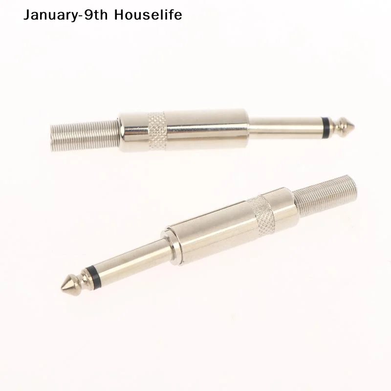 2PCS 6.35mm 2Pole Mono Amplifier Plug 6.35 Stereo Metal Microphone Jack Plug-in Audio Connector For KTVJanuary-9th Houselife