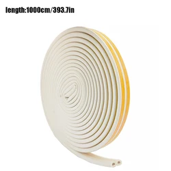 Window Seal Strip Self Adhesive Door Draft Stopper 10m Sound-proof D Shape Sealing Tape Roll, White