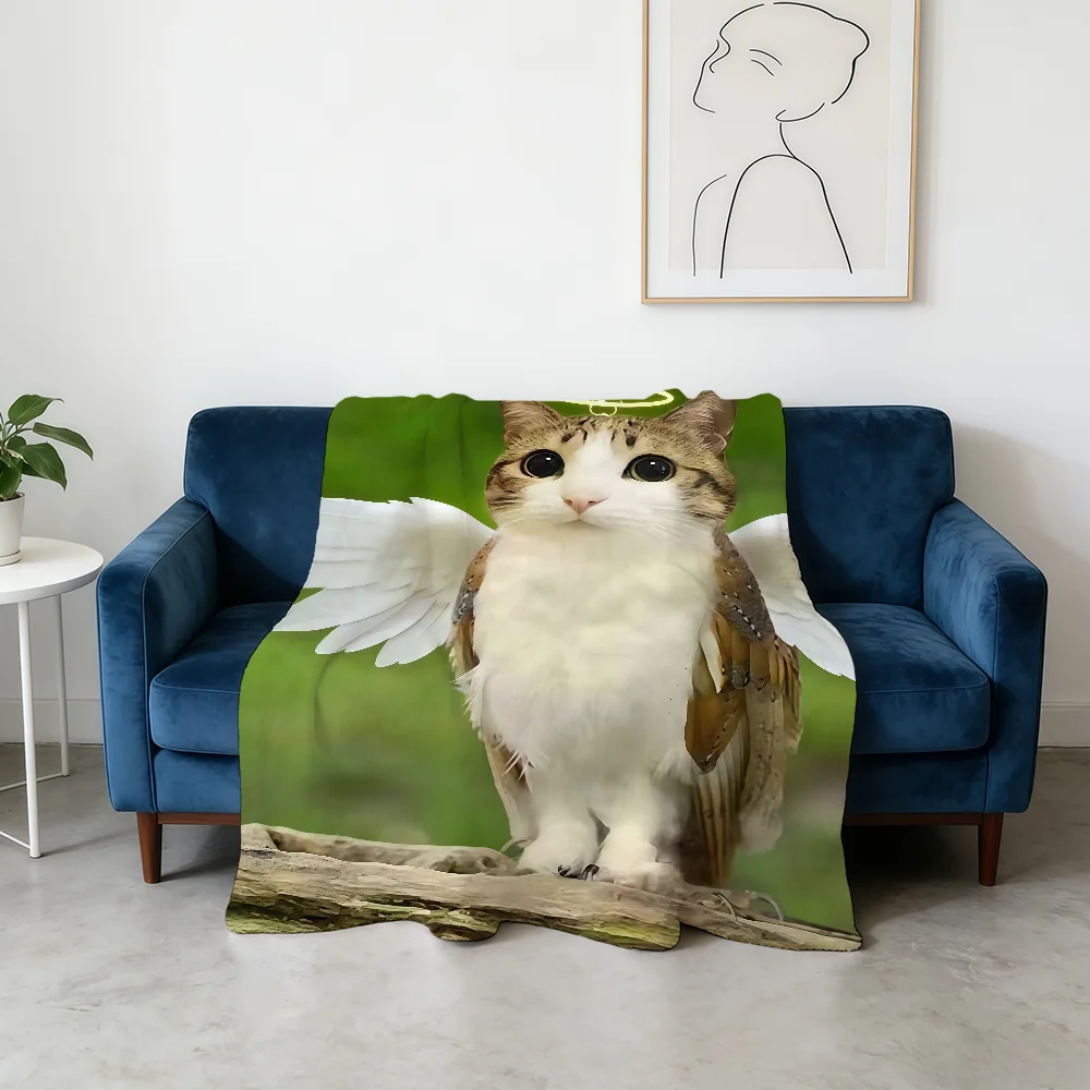 Internet Meowl Cat Owl Meme Blanket Flannel Warm Soft Throw Blanket For Room Sofa Childish Birthday Gifts