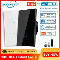 Tuya WiFi Smart Wall Switch US RF433 1/2/3 Gang No Neutral Wire Touch Sensor interruttori della luce a LED Smart Home Alexa Google Home