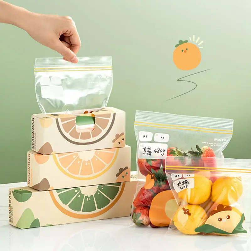 15/20/30pcs Food Bags Fresh Keeping Bag For Vegetable Fruit Pull Out Design with Zipper for Refrigerator Food Storage Containers