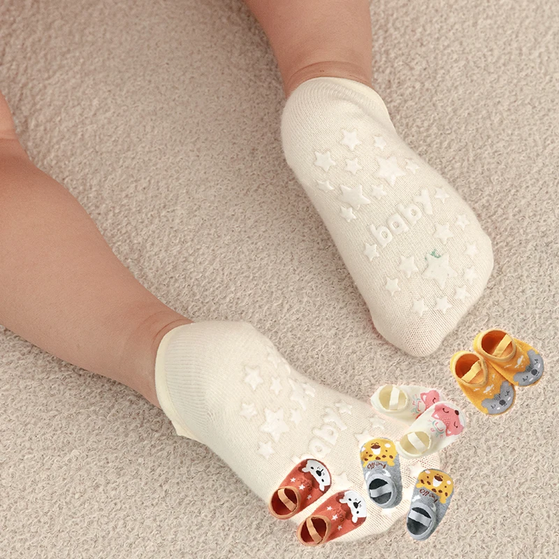 Toddler Cartoon Cute Animal Pattern Glue Dot Socks Brand New Autumn Newborn Pure Cotton Comfortable Skin-Friendly Floor Socks