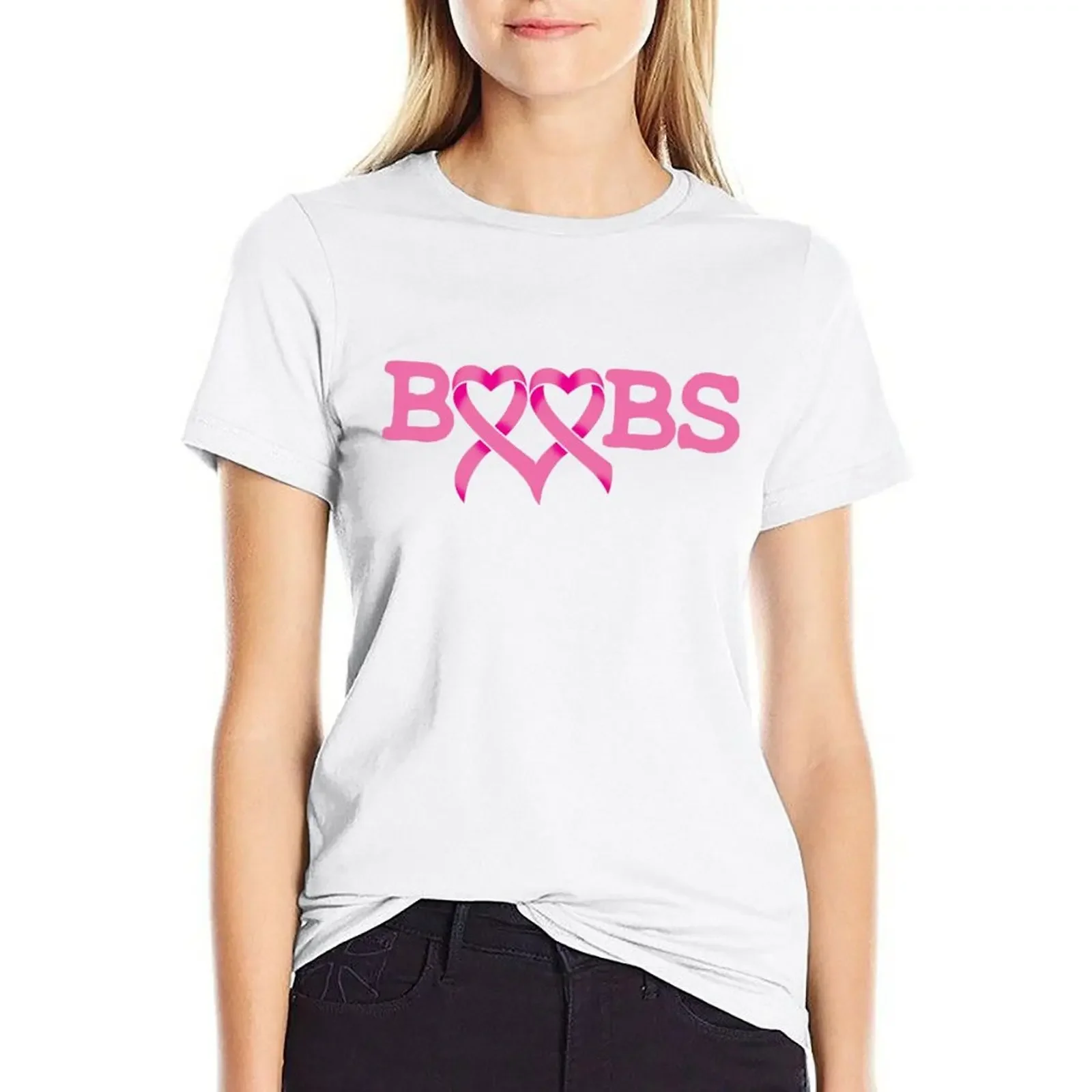 Boobs - Breast Cancer Awareness T-shirt Short sleeve tee tees tops t shirts for Womens