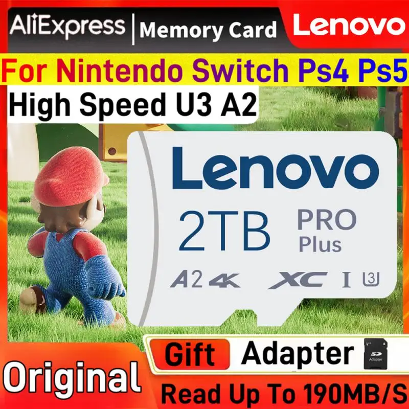 Lenovo 2TB SD Card For Nintendo Switch Micro TF SD Card 1TB 128GB 256GB 512GB Waterproof Flash Memory Card For Nintendo 64 Game