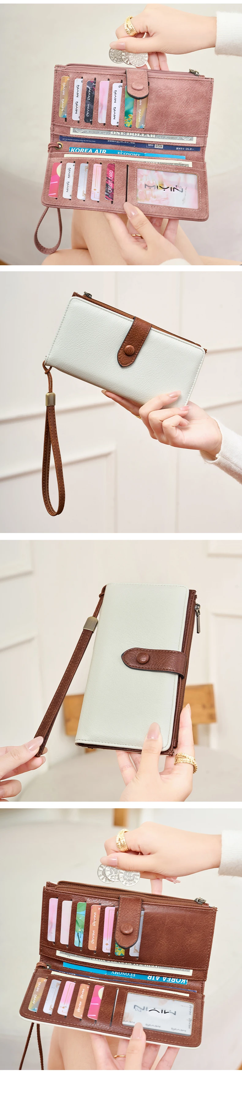 Ultradünne Tragbare Bi-Fold Damen-Geldbörse RFID-geschützter Kreditkartenhalter/Clutch Minimalistischer Multifunktionaler Münzbeutel – Detail 7