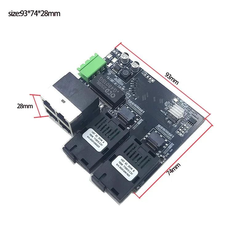 2sc4port ตัวรับส่งสัญญาณพอร์ตไฟเบอร์ออปติก802.3at/af POE 48V 2 * SC ยาว100เมตร