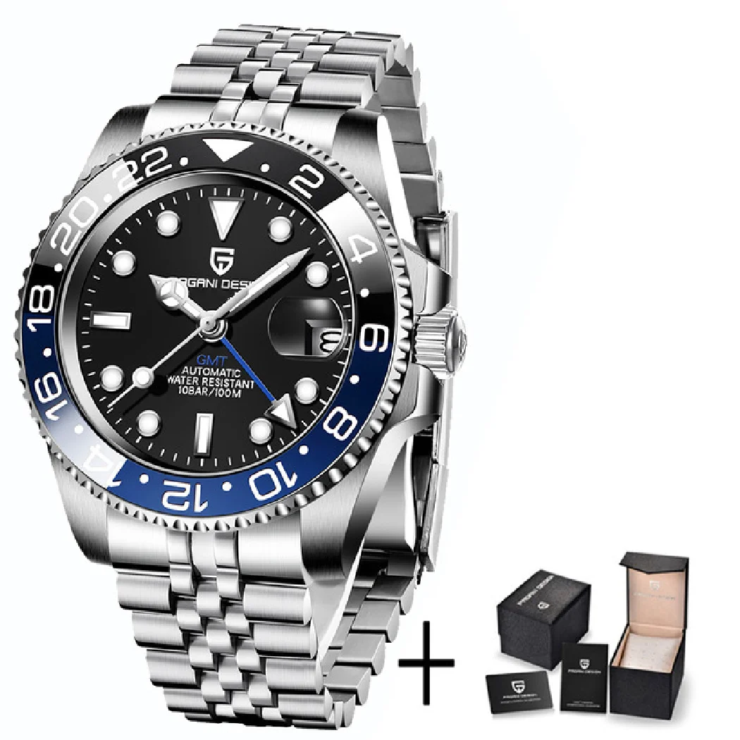 V3นาฬิกากลไกอัตโนมัติดีไซน์ใหม่ NH34หรูหราสำหรับผู้ชายกระจกแซฟไฟร์หรูหราขนาด40มม. นาฬิกาข้อมือเซรามิก GMT กันน้ำได้100เมตร