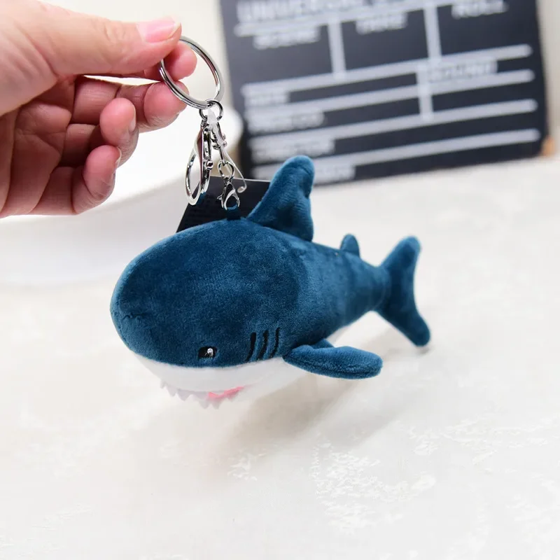 1 Pcs Cute Sea Creatures Blue Shark Creative Plush Pendant New Very Soft Keychain Bag Decoration Couple Christmas Birthday Gift