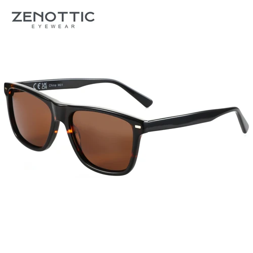 ZENOTTIC Gafas de sol polarizadas de moda Protección UV400 Gafas de sol cuadradas de acetato Pantalla de diseño clásico para mujeres y hombres