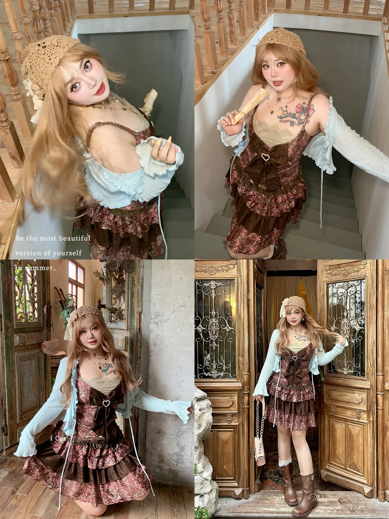 

Оригинальный женский кардиган Sweet And Spicy Floral ter Dr, большие размеры, юбка с завязкой на талии, Ci Commute Summer Dr