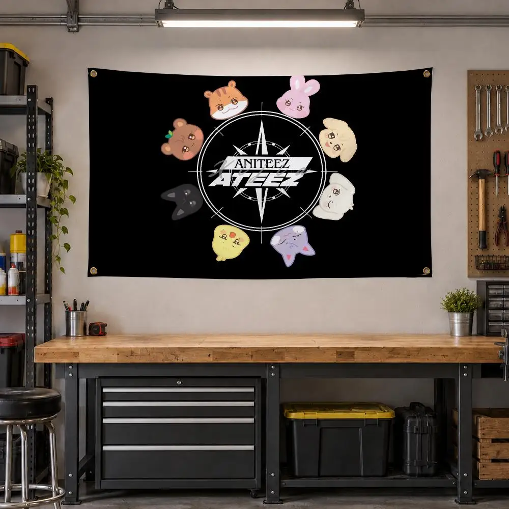 Kpop ATEEZ Boy Group Flags Personalized Banner Flag Room Dorm Camping Picnic Garage Bar Outdoor Wall Decor