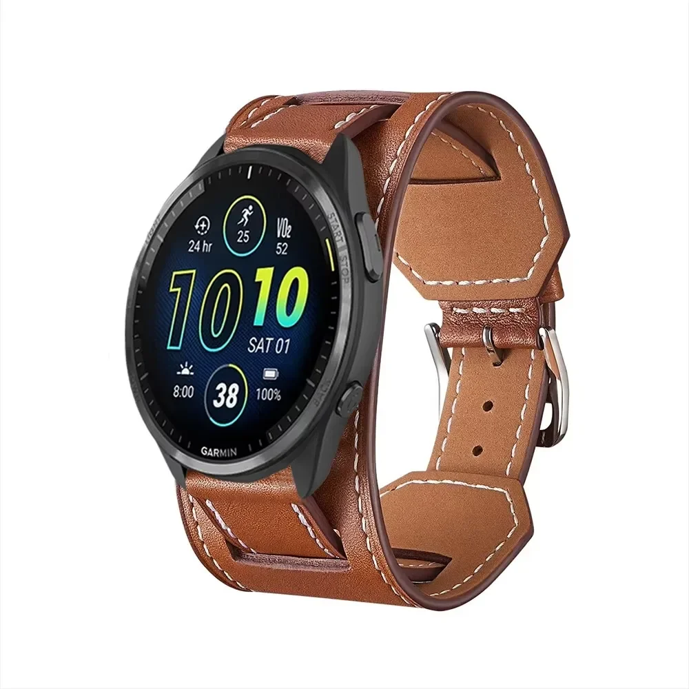20/22mm Leather Strap for Garmin Forerunner 265 255 Music 965 55 245 165 Bracelet Garmin Vivoactive 5 4/Vivomove Trend correa