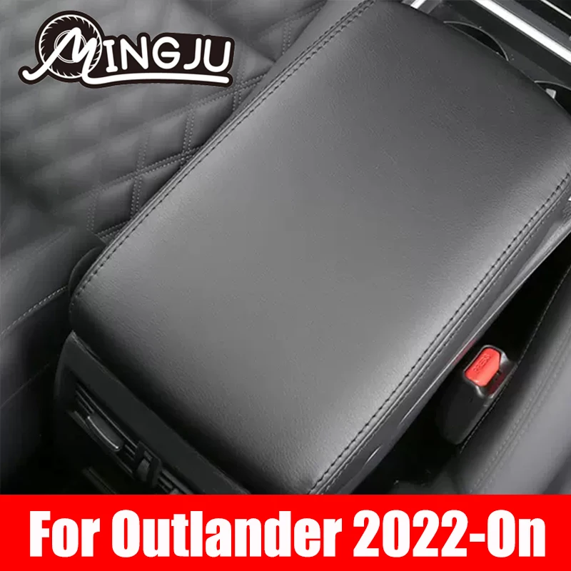 For Mitsubishi Outlander 2022 2023 2024 Accessories Leather Car Armrest Mat Center Console Arm Rest Protection Cushion