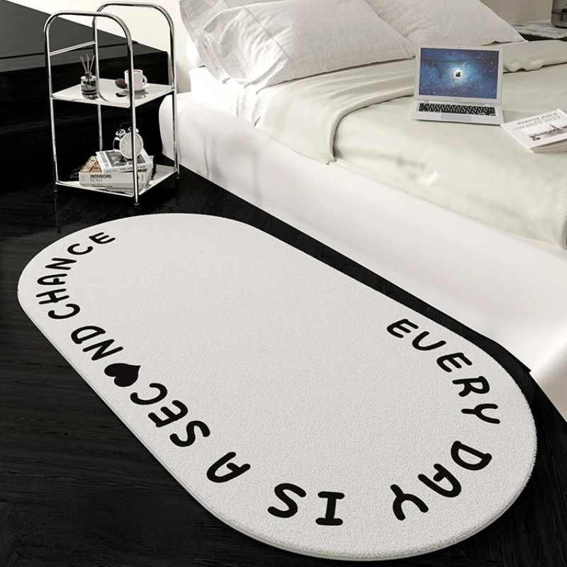 

Solid Color Bedside Letter Pattern Carpet Minimalist Bedroom Decor Rug Thick Plush Floor Mat Fluffy Soft Carpets for Living Room