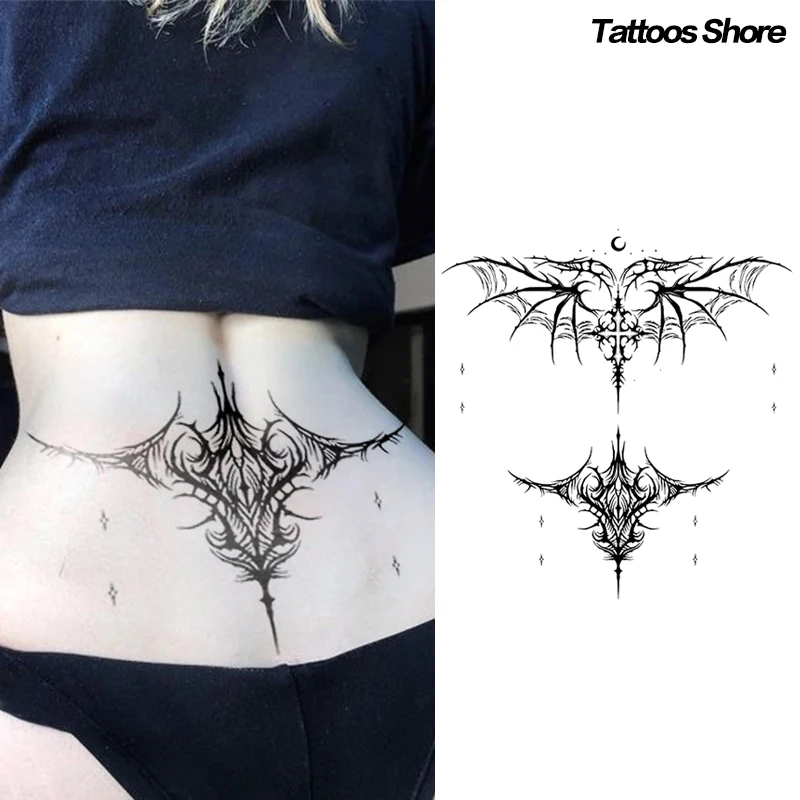 

Gothic Dark Cross Herbal Juice Tattoo Sticker Temporary Tattoos Sexy Belly Waterproof Demon Fake Tattoo Party Gift Y2K Wholesale