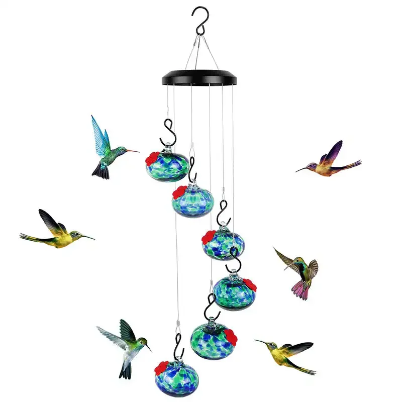 Anti-fade Hummingbird Feeders Bird Feeder with Wind Chimes Leak-Proof Bird Feeder Garden Decor Feeding Tools Bird Food Container