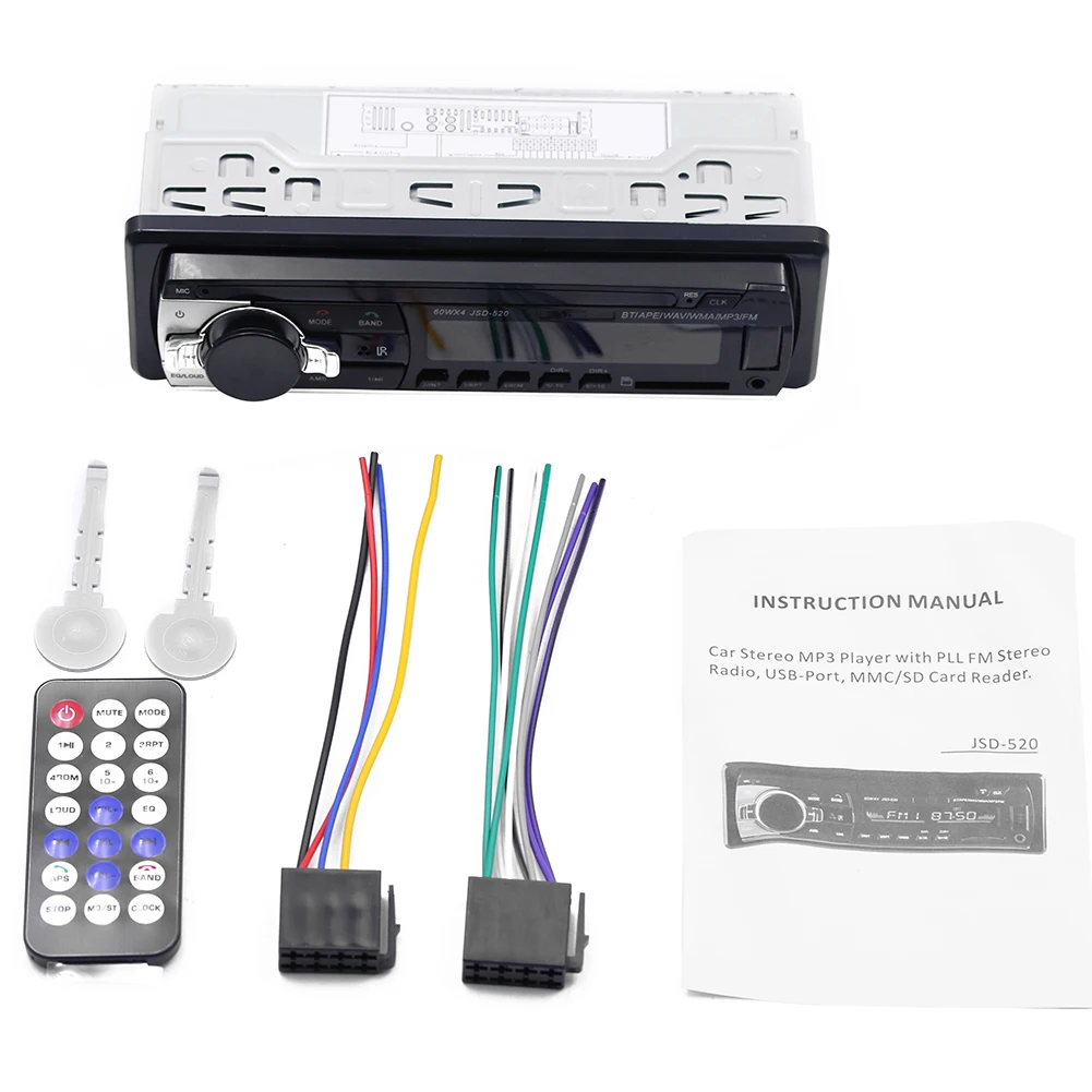 Car Stereo Radio FM Aux Input Receiver SD USB JSD-520 12V In-dash 1 din Car MP3 Multimedia Player
