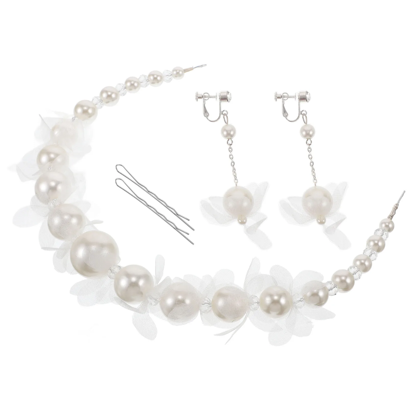 

Pearl Tiara Bridal Hair Accessories Elegant White Bride Headb Romantic Wedding Decorations for Bridesmaid Hairstyle