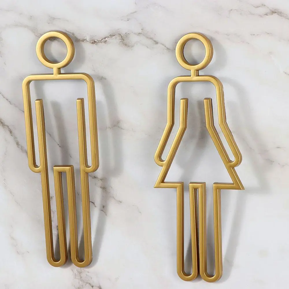 Self Adhesive Creative for Hotel,Office,Home Toilet Door Sign Restroom Sign WC Plaque Toilet Symbol Bathroom Signage