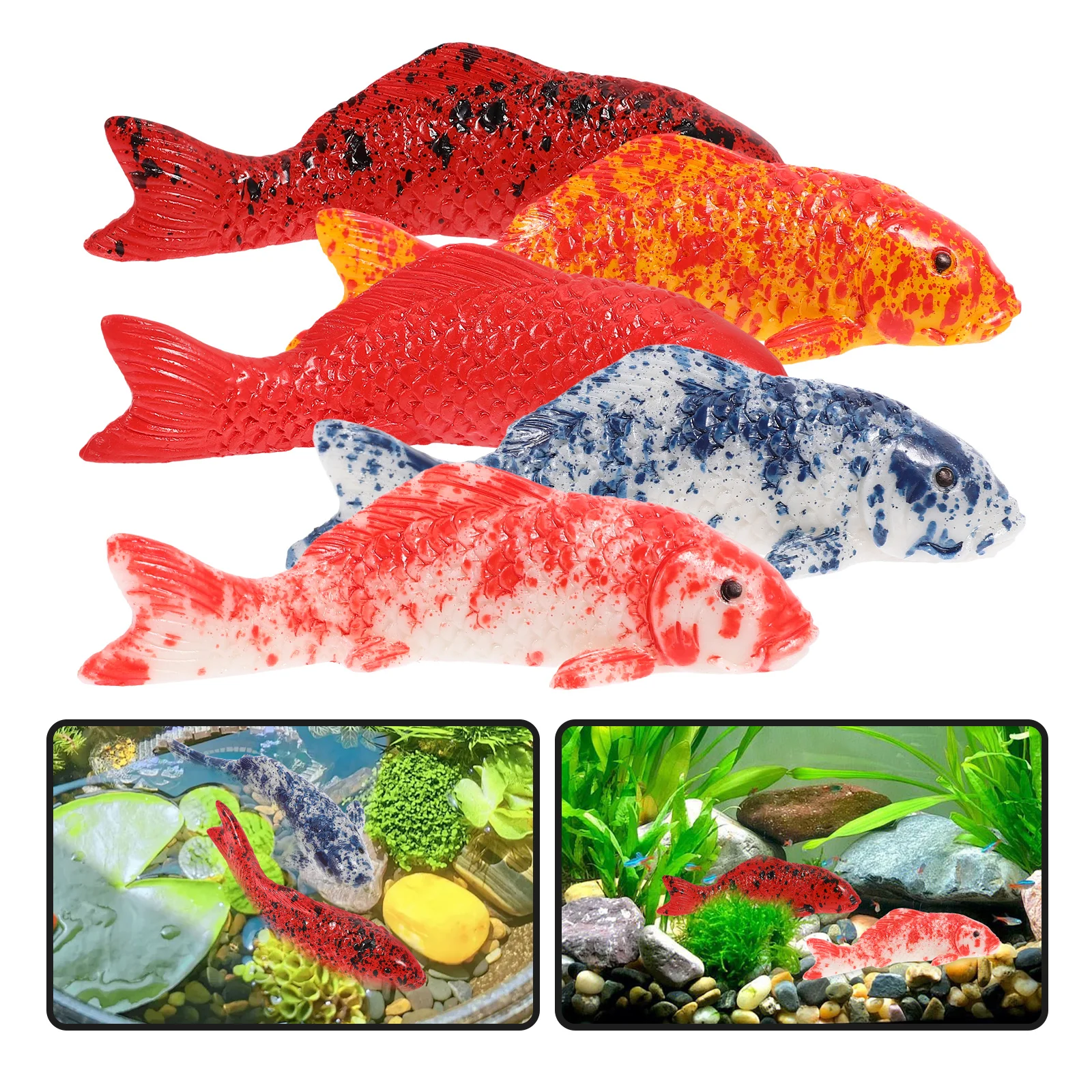 

5Pcs Koi Decoration Resin Simulated Fish Craft for Fish Tank Aquatic Scene Lovely Goldfish Decor Compact Aquarium Accessories