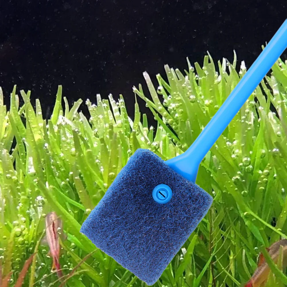 Aquarium Glass Brush - Long Handle Fish Tank Cleaning Tool, Extended Reach Aquarium Scraper,