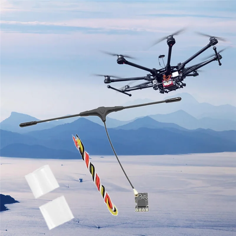 VO-ELRS Penerima 915Mhz 25Hz-500Hz CRSF dengan Antena Tipe T untuk Bagian Drone Melintasi RC FPV