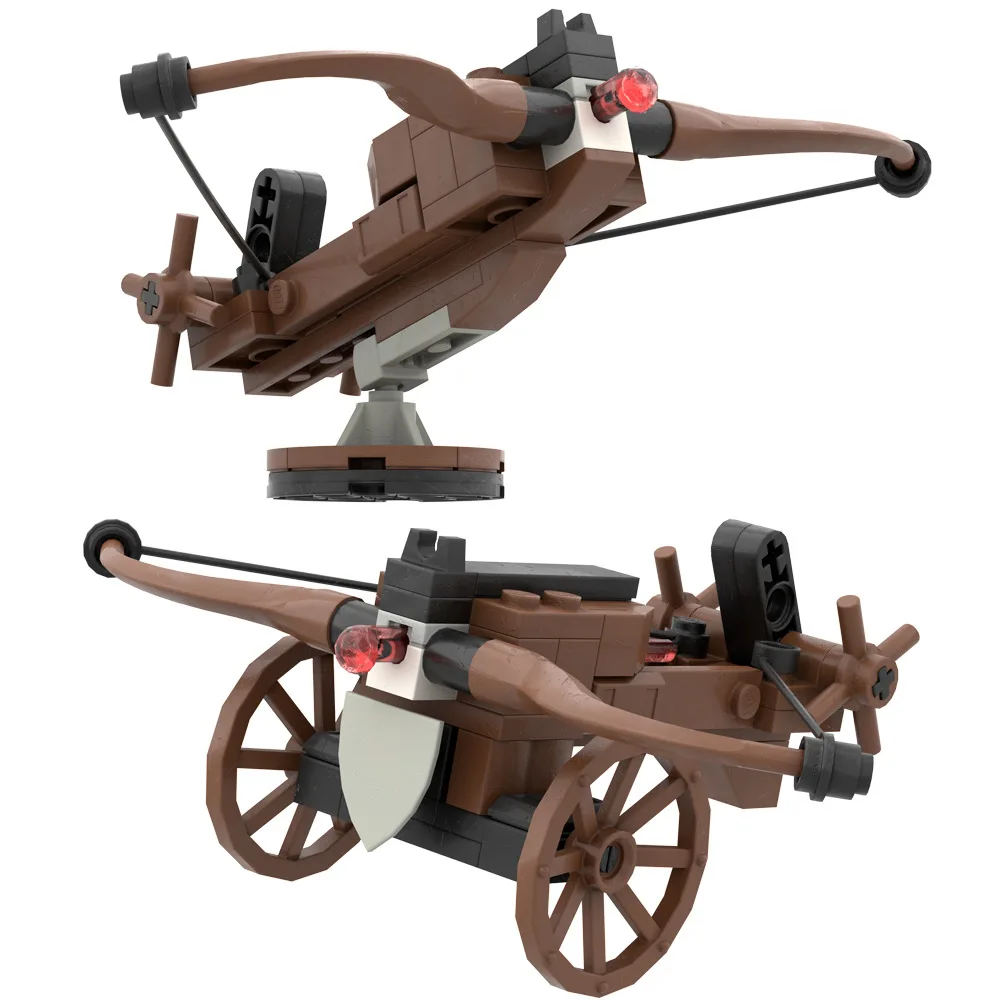Modèle de siège MOC, modèle d'arbalète, armes médiévales, blocs de construction, chariots, moteurs de siège, briques, pièces, accessoires, cadeaux de bricolage