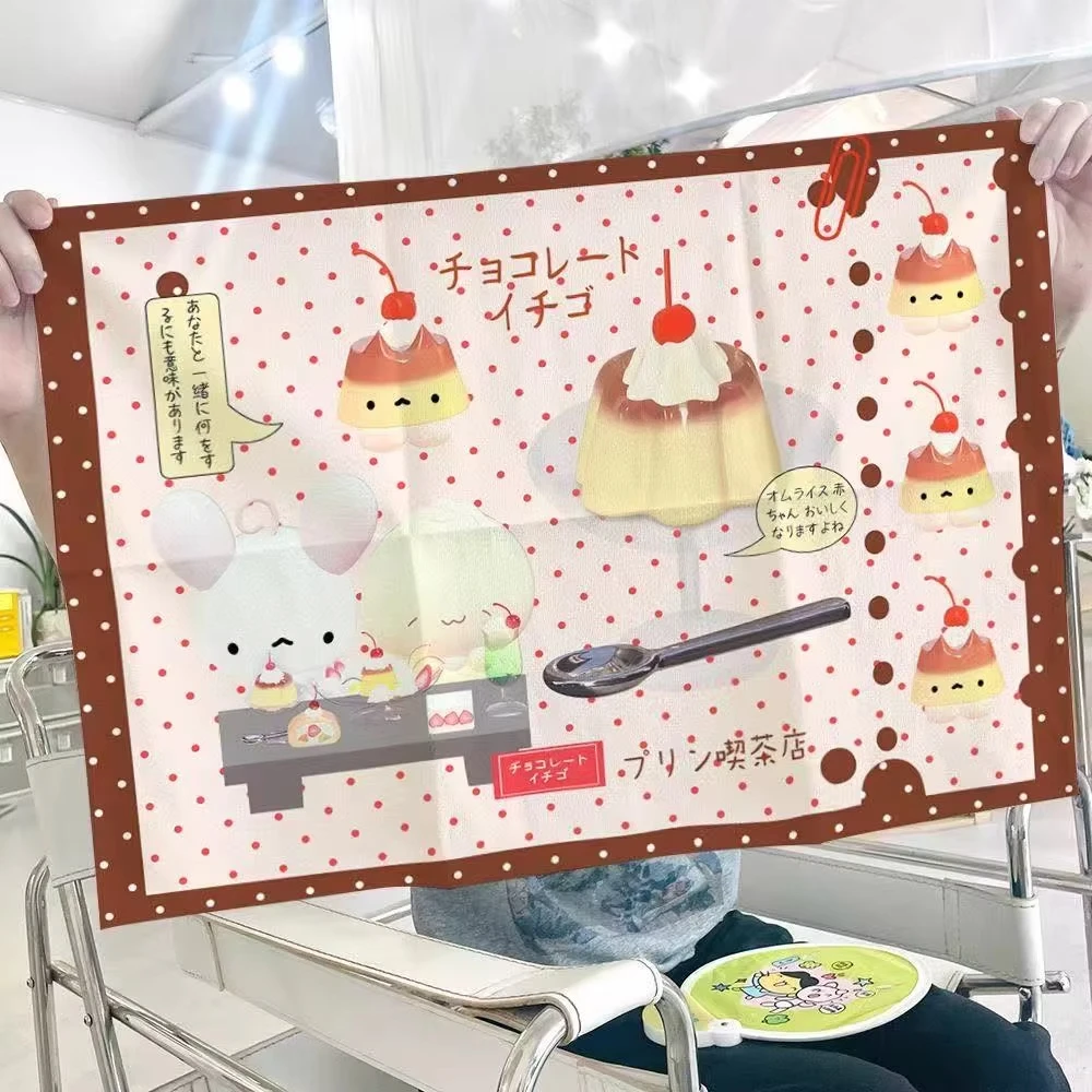 Esszimmer-Tischsets, Tee- und Pudding-Motive, Niedliche Cartoon-Tischmatten aus Baumwolle und Leinen, Ölbeständige Zimmer- und Schreibtischunterlagen, Foto-Hintergrundtuch
