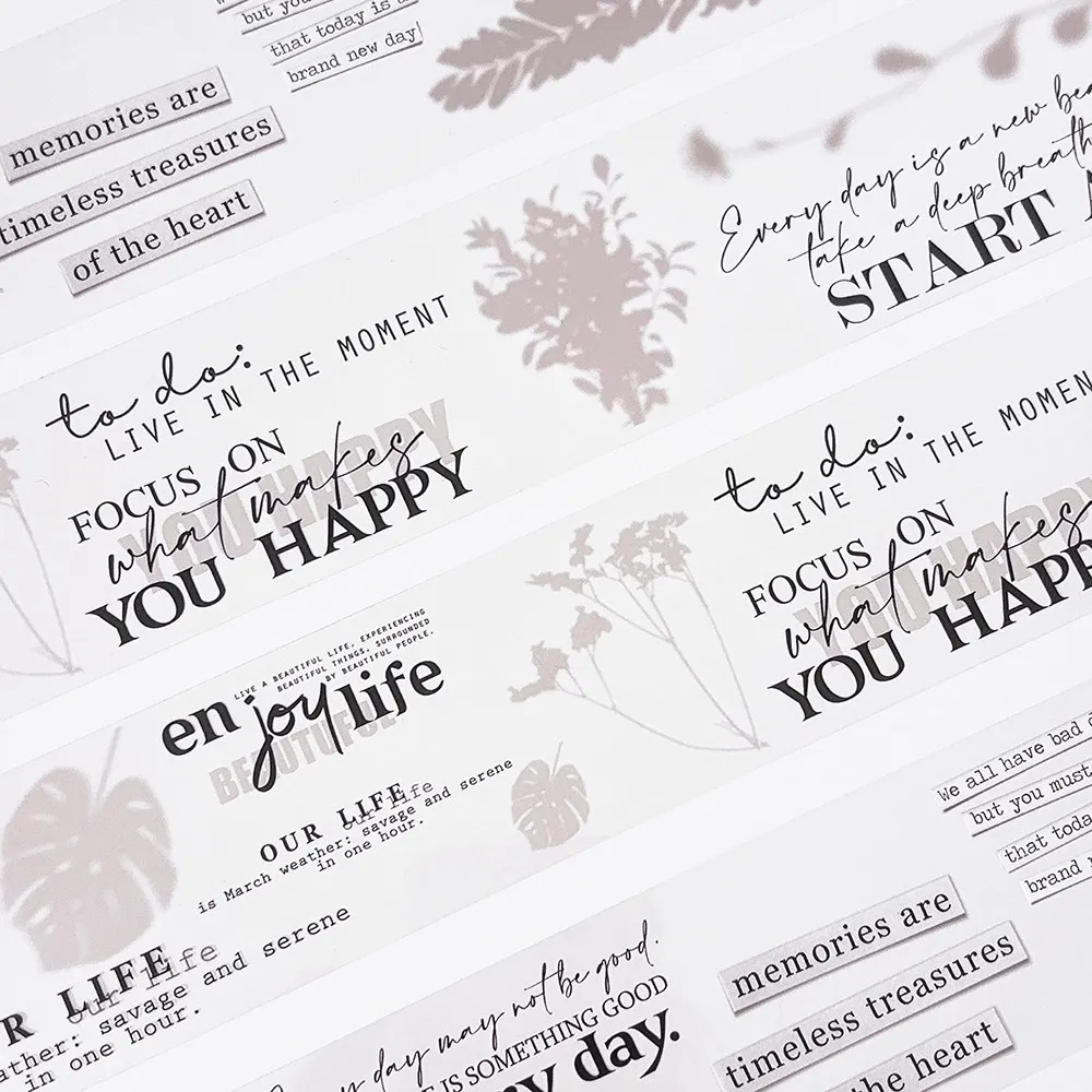 [Enjoy life] Simple journal English text plain tape whole roll flower letter journal decoration embellishment