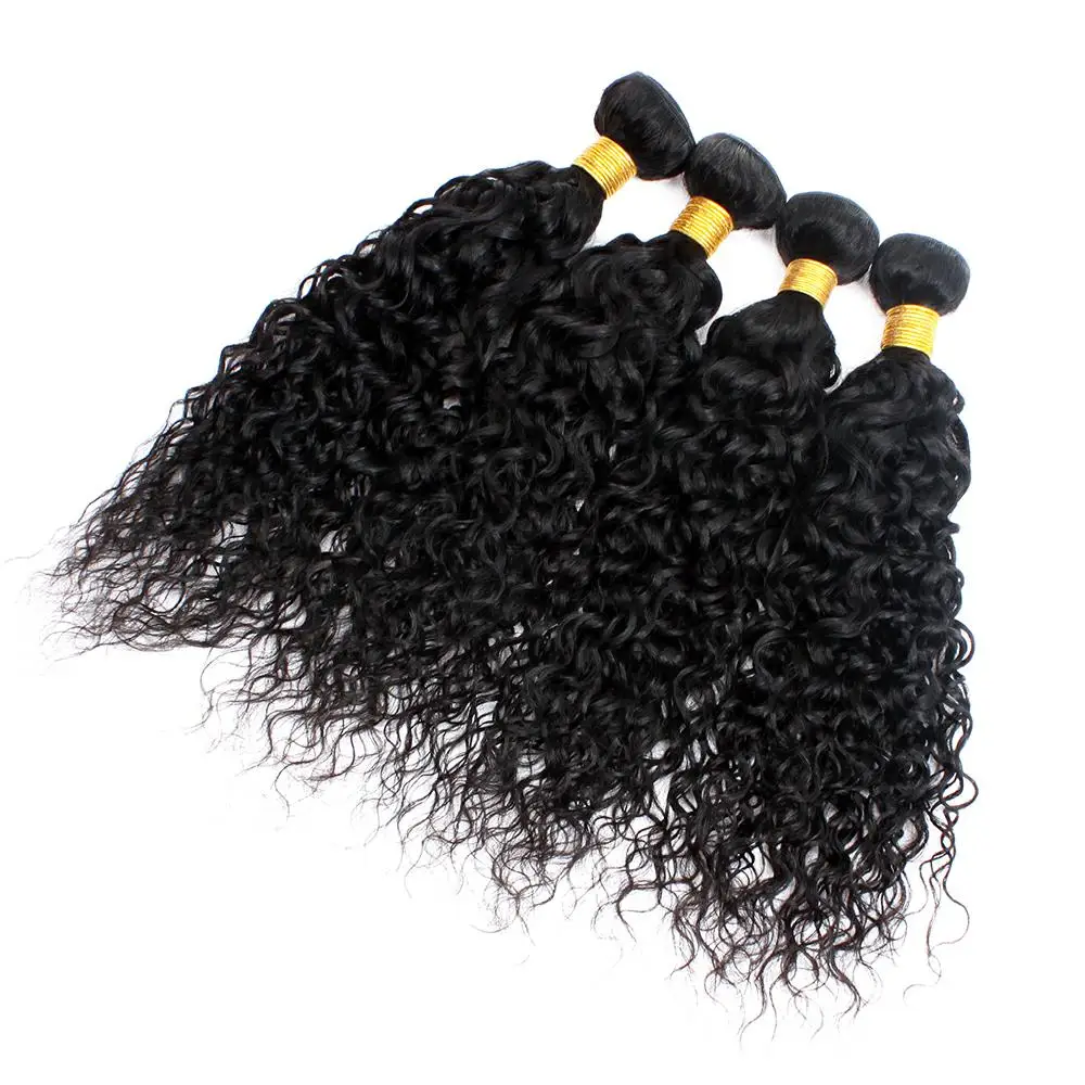 12A Water Wave Bundles With Closure Wet and Wavy Curly Human Hair Bundles With Frontal Closure Remy Hair curly Weave Extensions