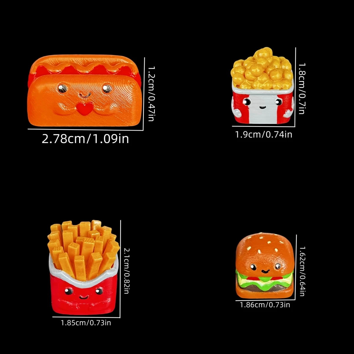 Nadruk 3D Burger Fries Spersonalizowane nasadki na klawisze Materiał żywiczny Kolorowanie Pyszne jedzenie Zabawne nasadki na klawisze Mechaniczna nakładka na klawiaturę