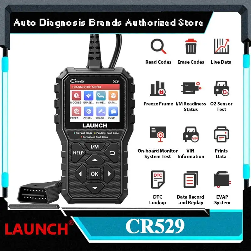 New launch Creader 529 OBD2 Scanner Code Reader CR529 Automotive Diagnostic Tool OBDII Code Reader Fault Code Read OBD2 Scan DIY