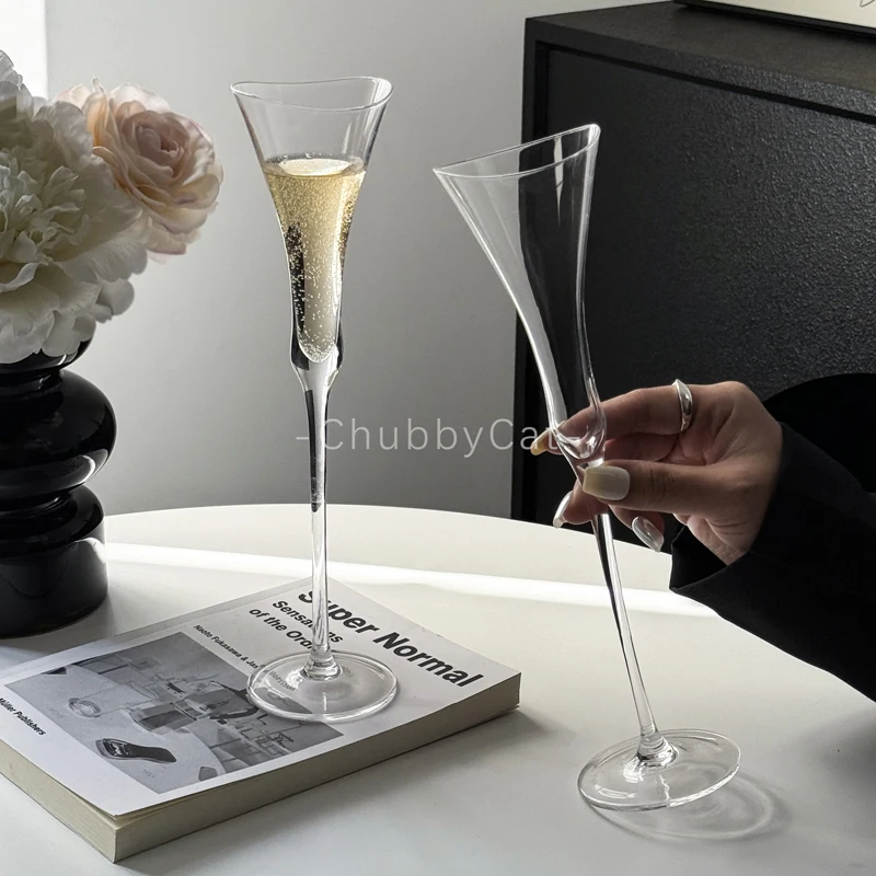

80ml Transparent Thin Rods Small Goblet Champagne Flutes White Wine Glasses for Home Parties Cocktail Barware