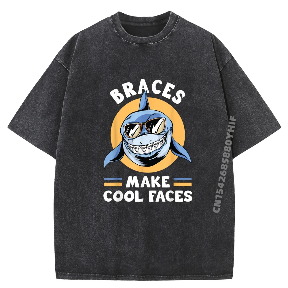 

Newest Washed Tops Dentist Funny Orthodontist Braces Make Cool Faces Black Graphic T Shirts New Shirts And T-Shirts Gothic Style