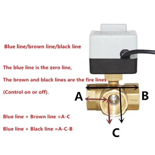 Imagen 2 del producto Actuador de válvula de bola eléctrica manual AC 220V, de tres hilos, dos controles, bidireccional, de tres vías, con rosca hembra, DN15 DN20 DN25 DN40