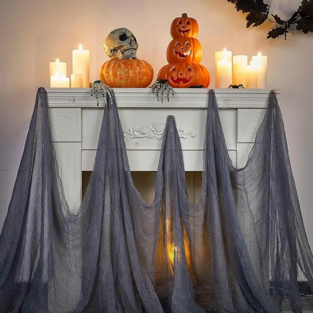 Lightweight Cotton Gauze With Distressed Finish, Perfect For Ghostly Photo Backdrops & Creepy 2026 Party Decoration