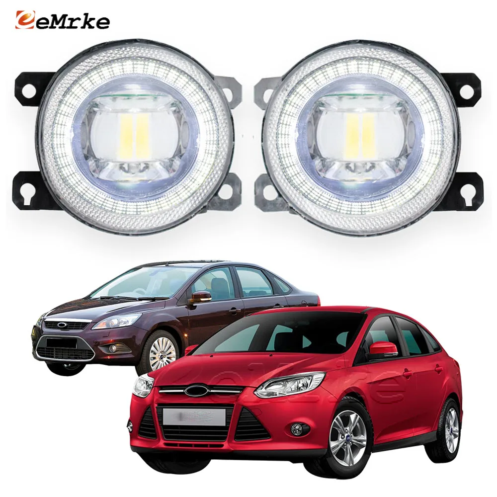 

Led Fog Lights Assembly Lens for Ford Focus 2/3 2008 '09 '10 '11 '12 '13 '14 Angel Eyes DRL Daytime Running Light Halo Fog Lamp