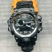 SHIYUNME Top Camouflage Military Outdoor Sports Men Watch tactics Electron Watch Waterproof Compass Quartz Dual Display Watches