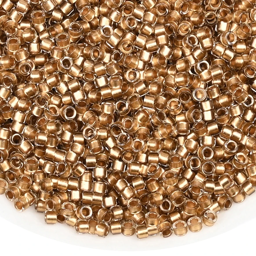 1000Pcs Golden Colour Lined Glass Seed Beads Uniform Size Japan Non-Fading Seedbeads for Jewelry Making Diy Bracelet Watch Strap