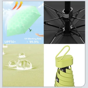 UPF50+ Mini Folding Umbrella Vinyl Small Pocket Sunshade Rain Umbrella Travel Ultraviolet Protection Capsule Sunshade 8 Top Sales Foldable Beach Umbrella - №5